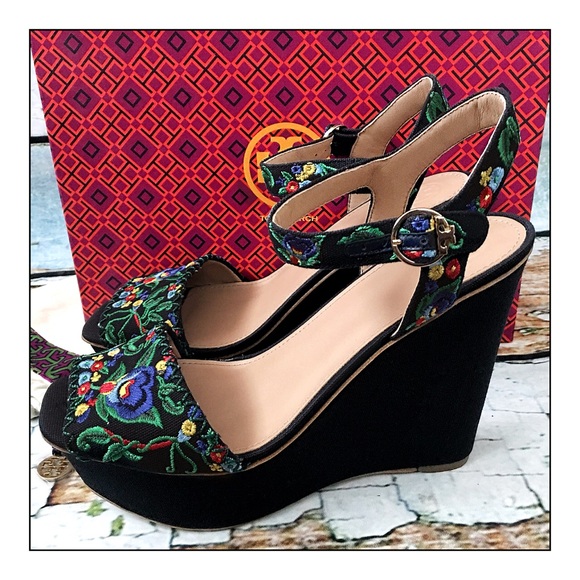Tory Burch Shoes - Tory Burch Sonoma Embroidered Platform Wedges